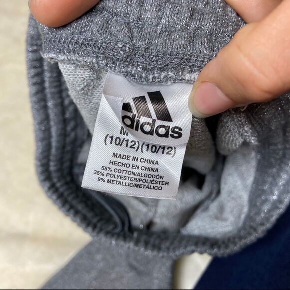Adidas girls grey silver metallic joggers M 10 12 - Picture 4 of 5